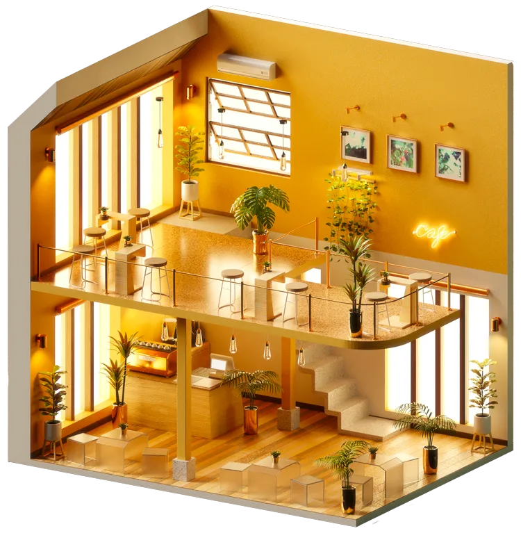 Vue isométrique d’un projet architectural intégrant un lot domotique